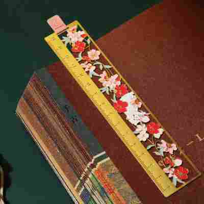 文化书签套装金属镂空尺子创意铜尺创意文化尺套装景区纪念品