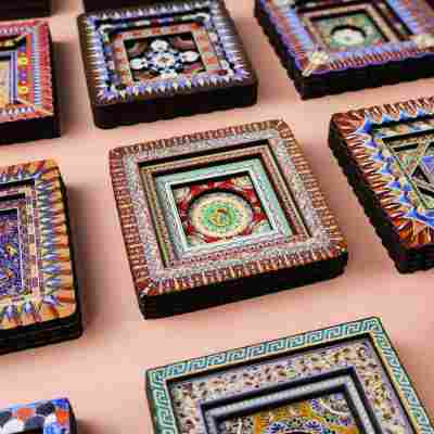 国潮古风藻井木质冰箱贴磁吸贴复古旅行纪念品文创工艺品一件起批