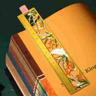 文化书签套装金属镂空尺子创意铜尺创意文化尺套装景区纪念品