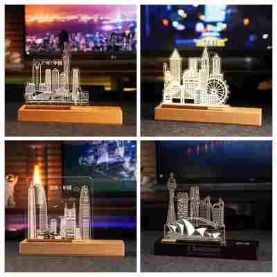 创意旅游文创礼物城市印象伴手礼手机无线充小夜灯地标建筑摆件
